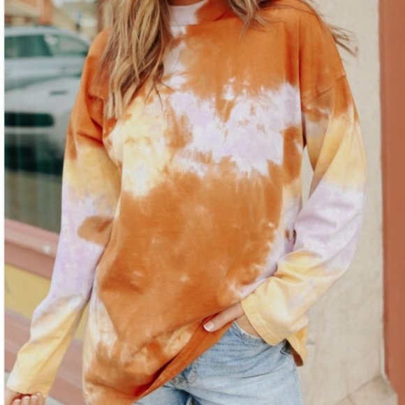 NEW Free People We the Free Tie Dye Tee Long lilac woods XS /Extra Small top - Picture 5 of 7